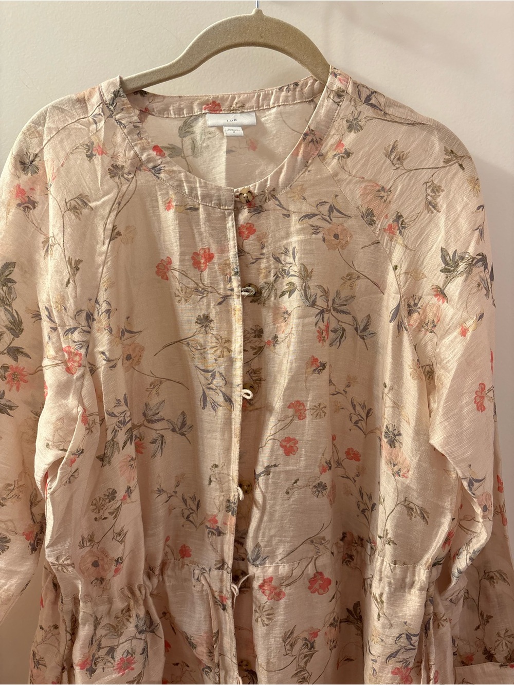 J. JILL Women's Sheer Floral Linen Blend Button Tunic Shirt Sz M/PTP 23/L 36 - Picture 7 of 15